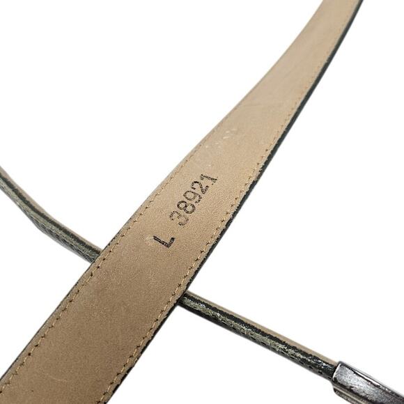 Brighton L Brown Snakeskin Embossed Leather Belt Classic Career Silver Hardware - Picture 3 of 5